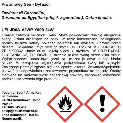 Dyfuzor Zapachowy do wnętrz - Piwoniowy Sen