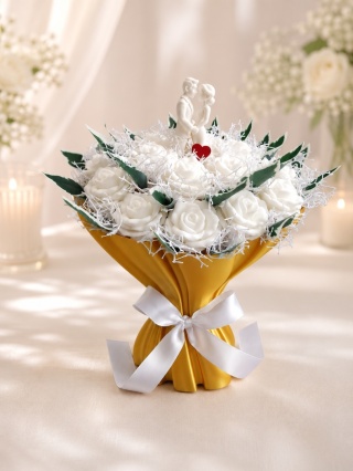Flower Box Ślubny z Białych Róż XL – Prezent dla Pary Młodej.